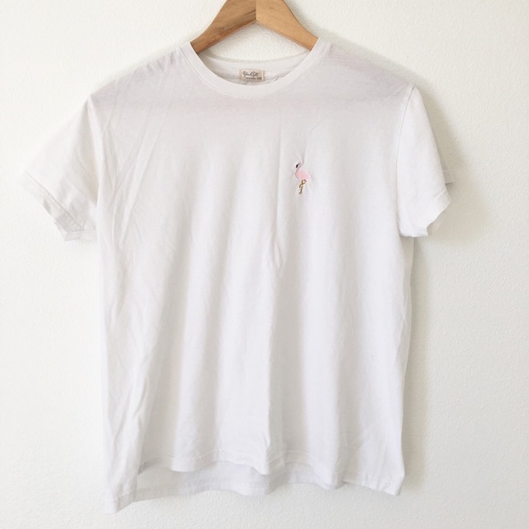Brandy Melville flamingo white t shirt - Picture 1 of 7